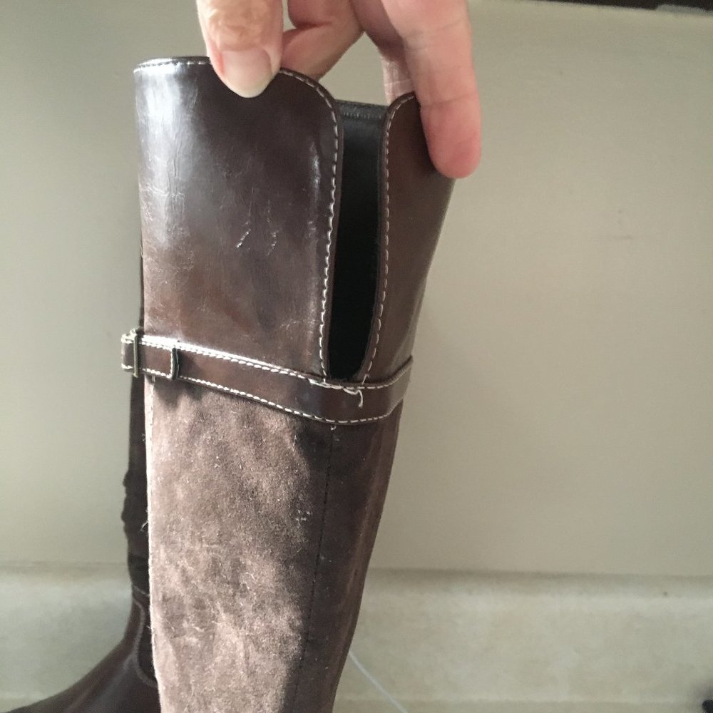 Maurices Tall Brown Boots Samantha Faux Suede Size 7M 1" Heel - Picture 7 of 15